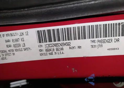 2012 Dodge Avenger Se z USA, uszkodzony, nr VIN 1C3CDZAB5CN294562